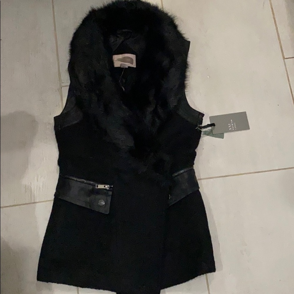 New fur tweed vest